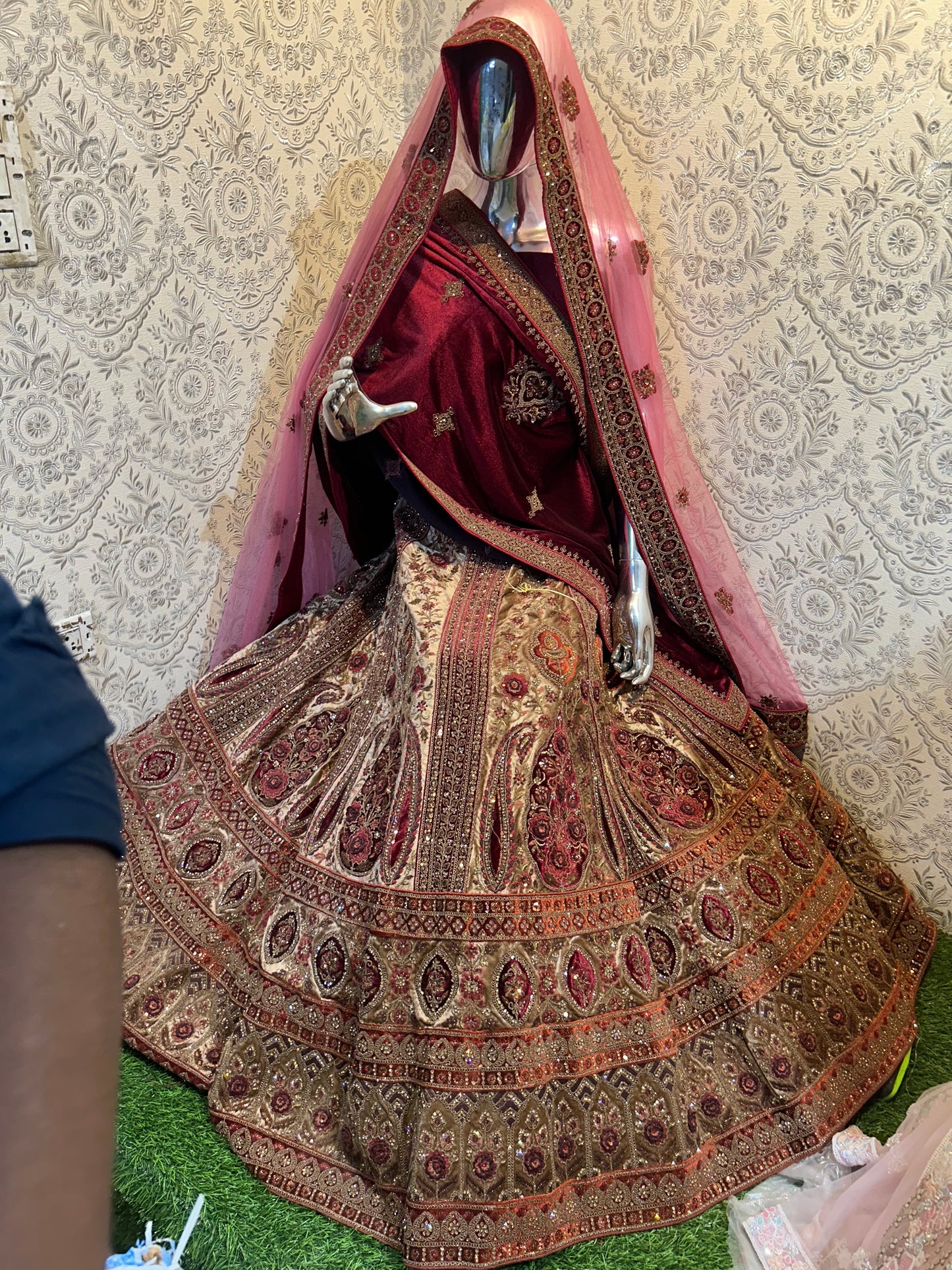 Maroon red bridal Lehenga