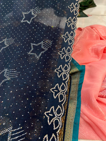 Stylish blue star saree