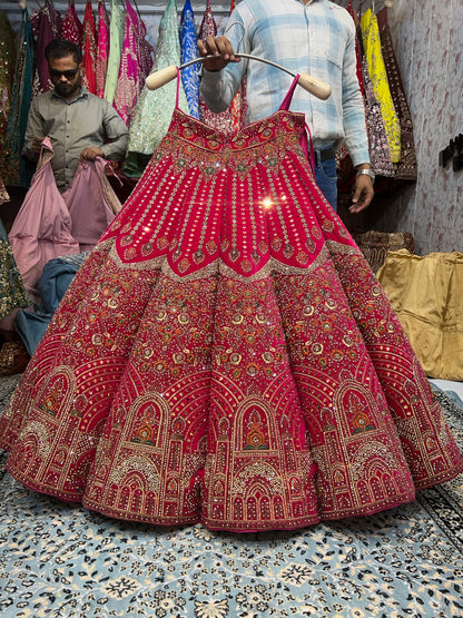 Heavy jhumka ball bridal lehenga