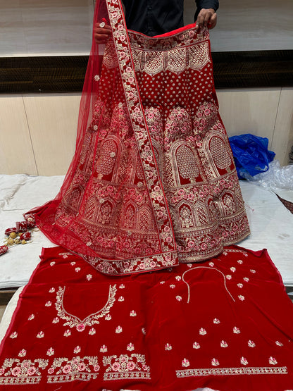 Red Khidki Ball heavy flare Lehenga 🤩