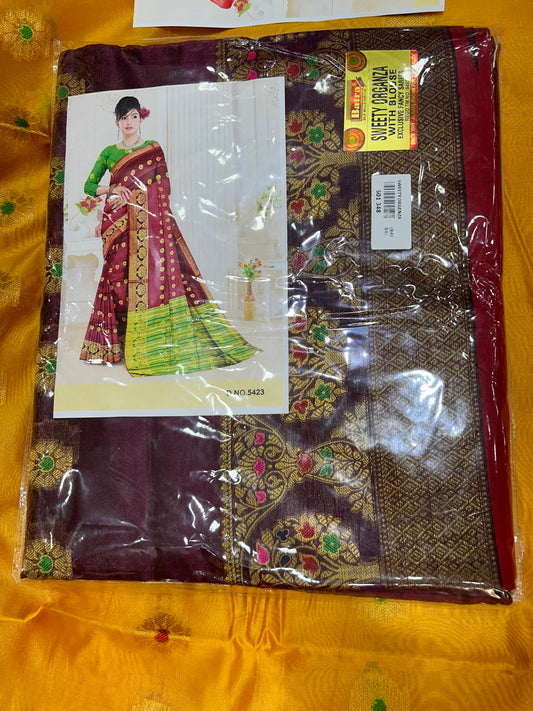 Amazing sweet organza wine maroon saree