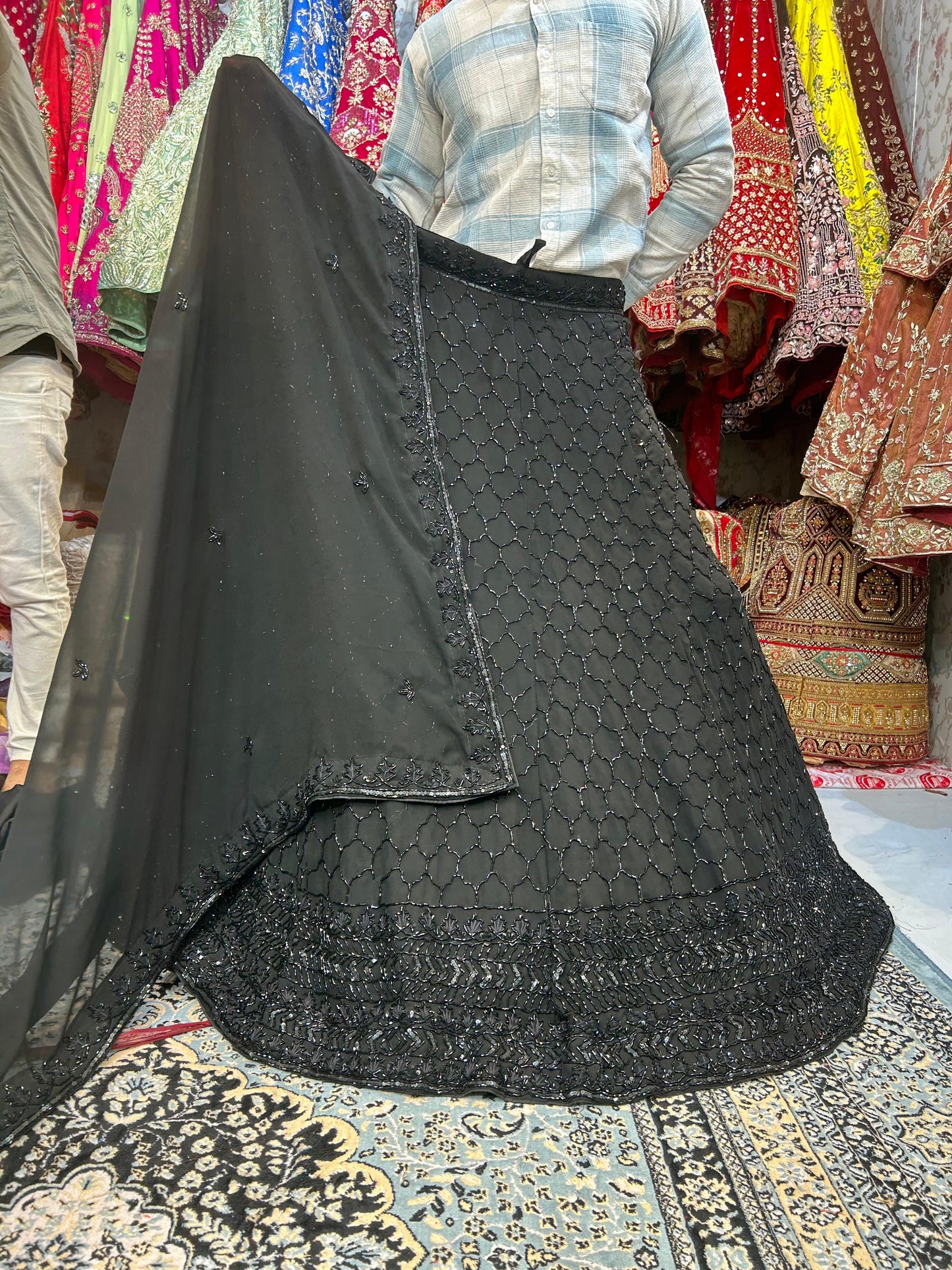 Designer black sequence handwork lehenga