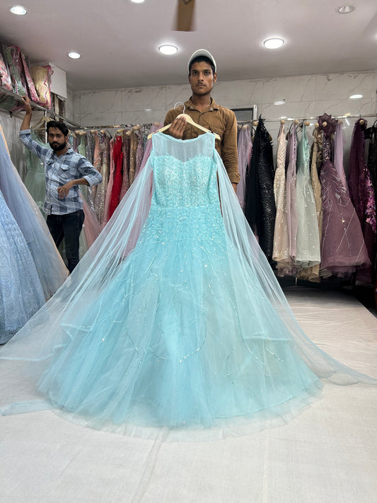 Aqua blue Designer Gown