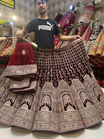 Maroon Heavy Bridal Lehenga