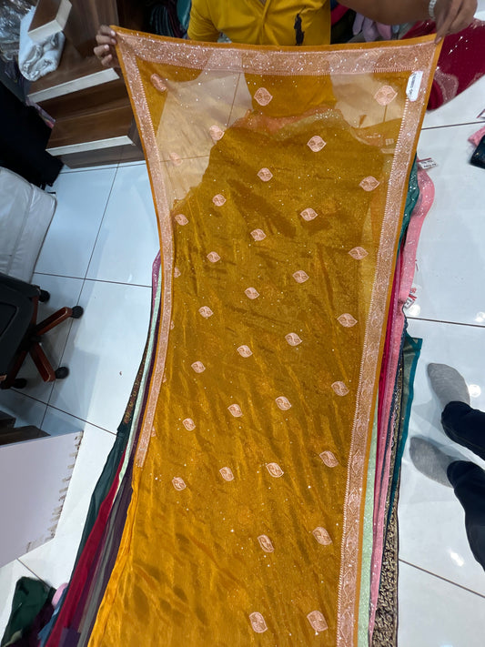 Yellow Haldi mehendi Booty saree