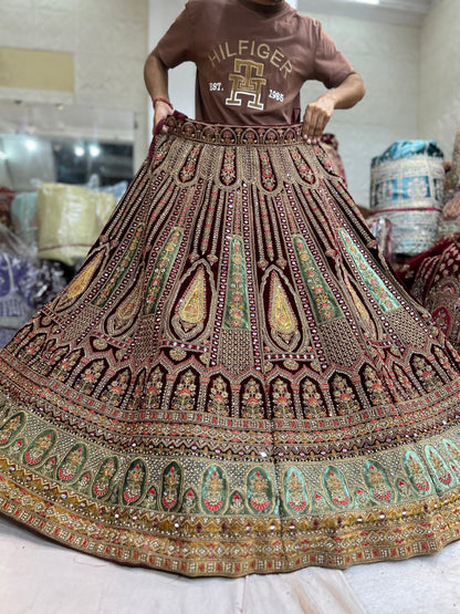 Fair maroon bridal lehenga