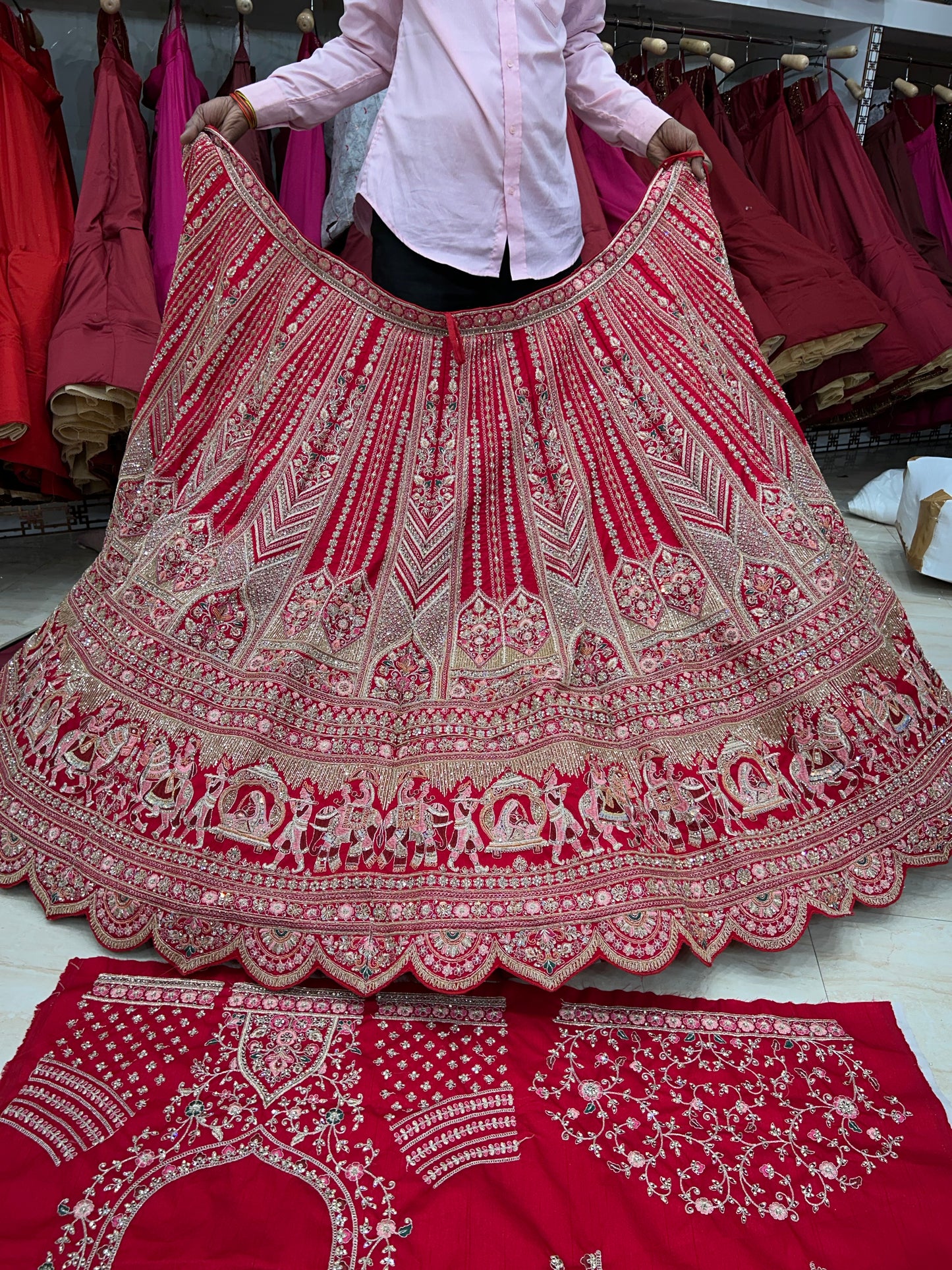 Good looking red bridal lehenga