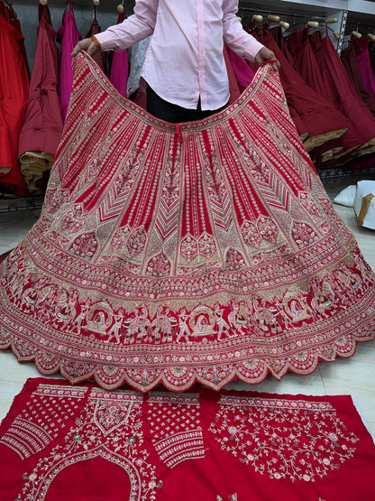 Good looking red bridal lehenga