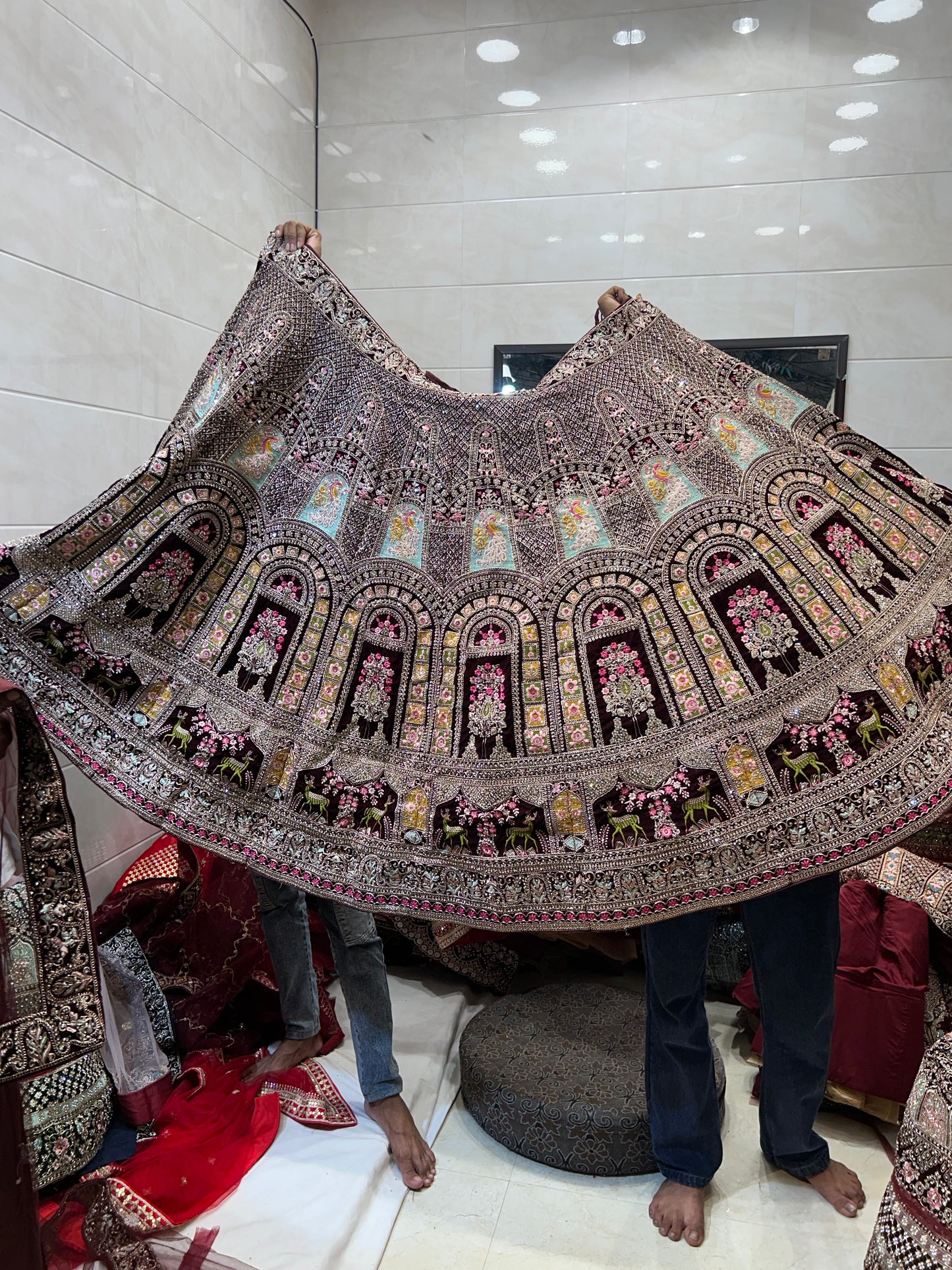 Cheery maroon doli Barat lehenga