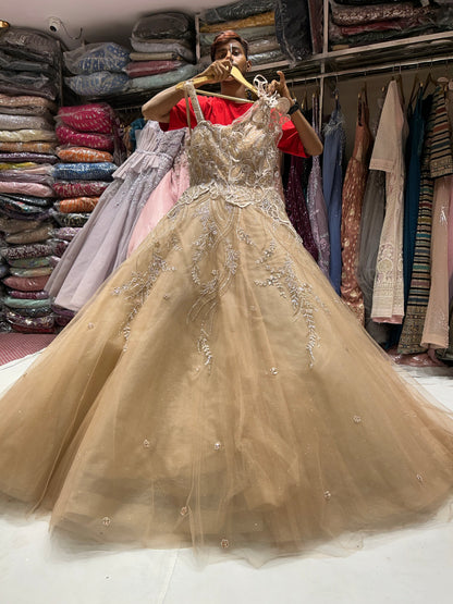 Stunning Light brown golden mustard Gown