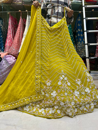 Fabulous yellow haldi mehendi Lehenga