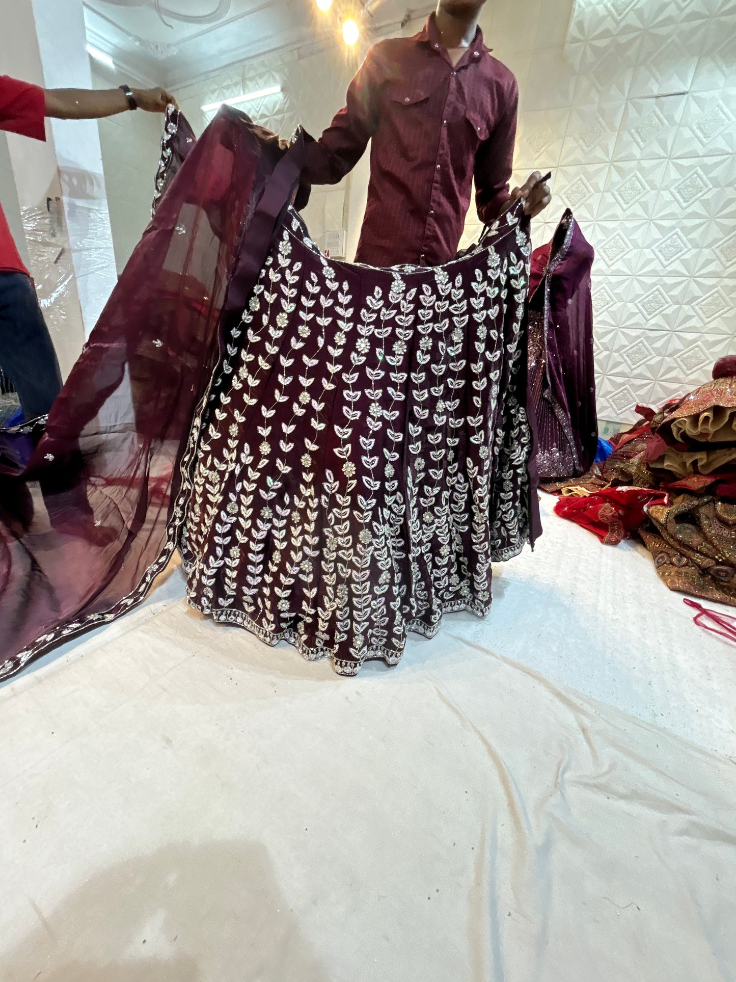 Fancy Partywear purple violet Lehenga