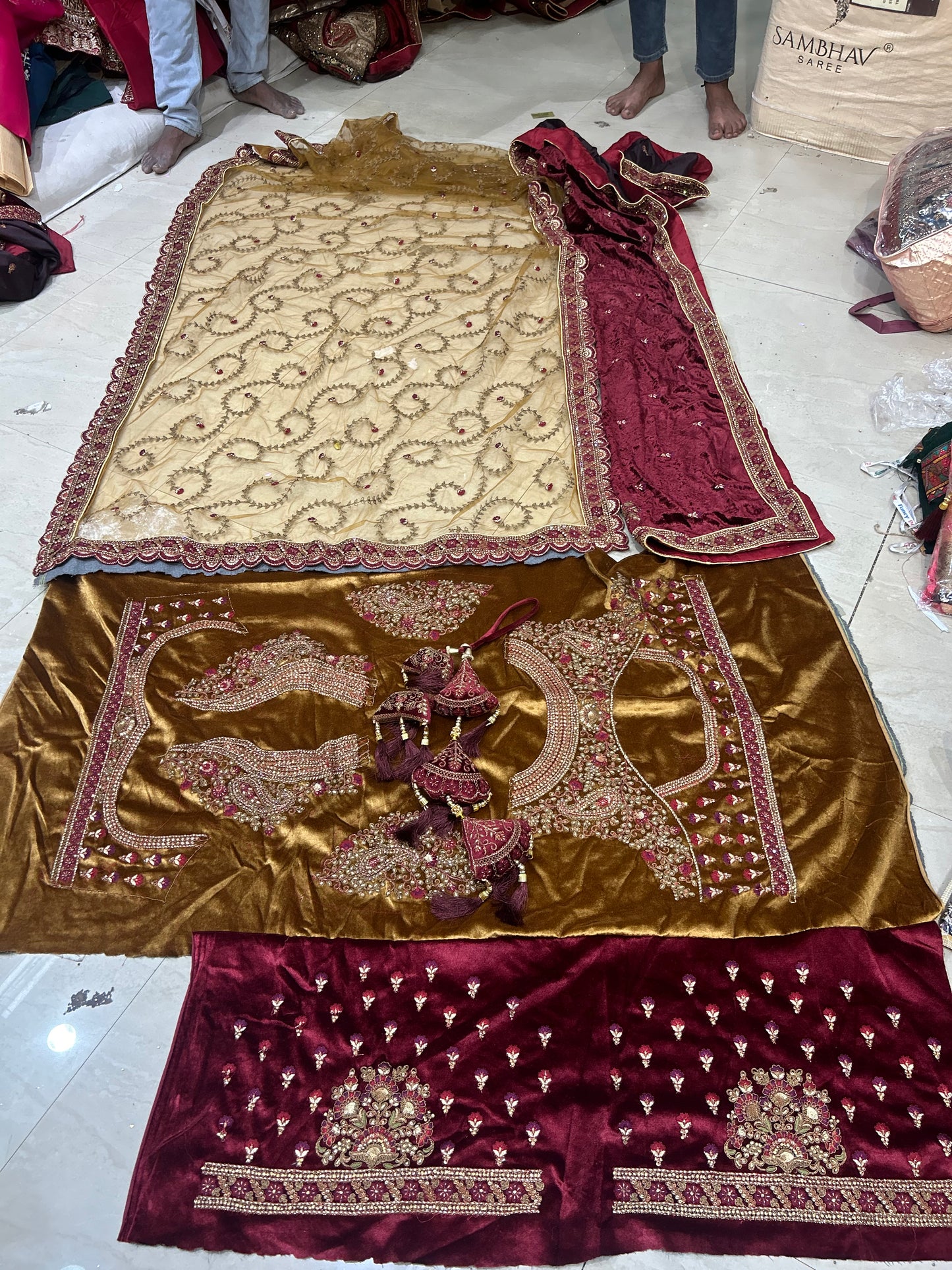 Marwari royal huge flare Double Dupatta mustard maroon Lehenga