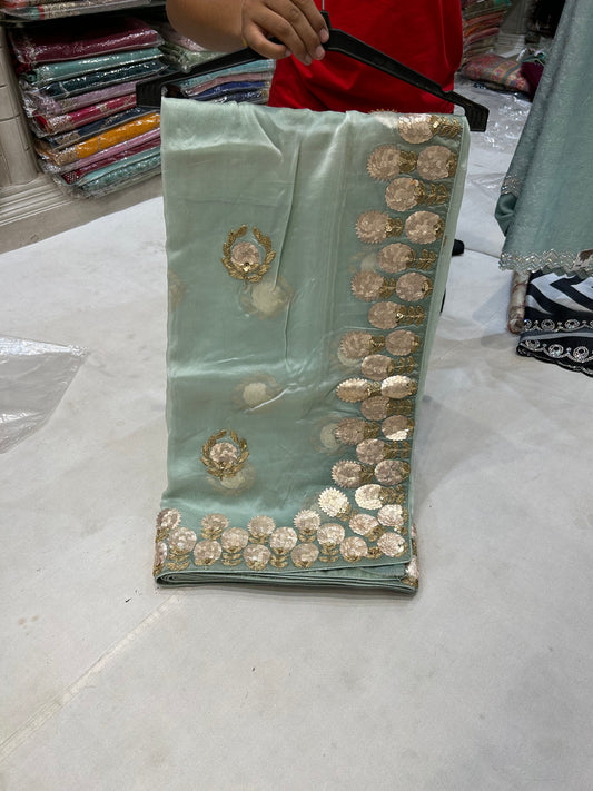 Majestic sky blue  fancy saree