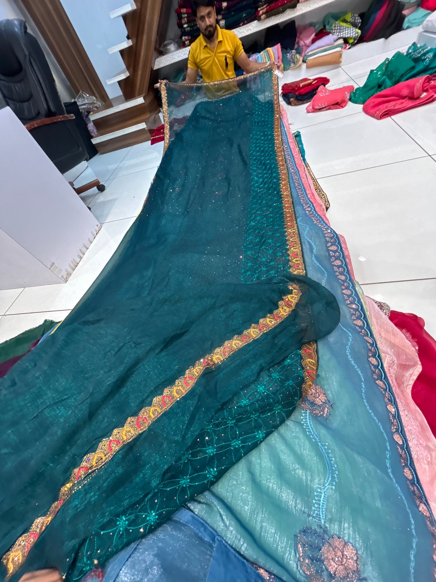 Aqua Green saree