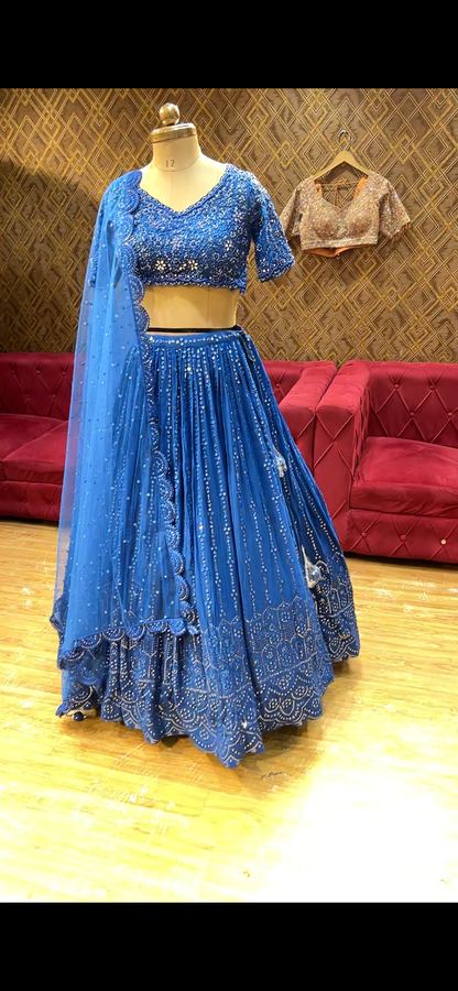 Hermosa lehenga azul