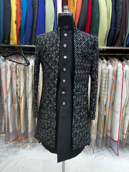 Amazing black indo-western sherwani