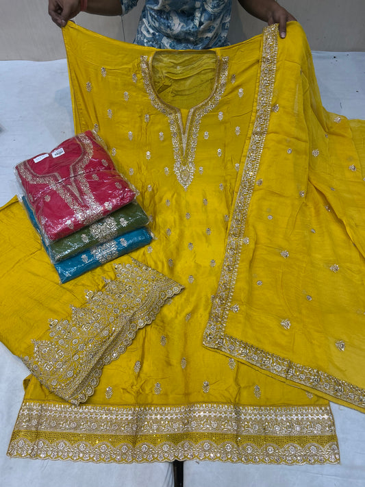 Yellow haldi mehendi ladies suit