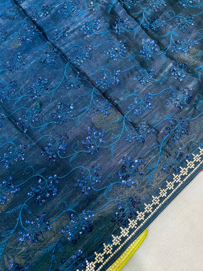 Trendy dark blue Saree