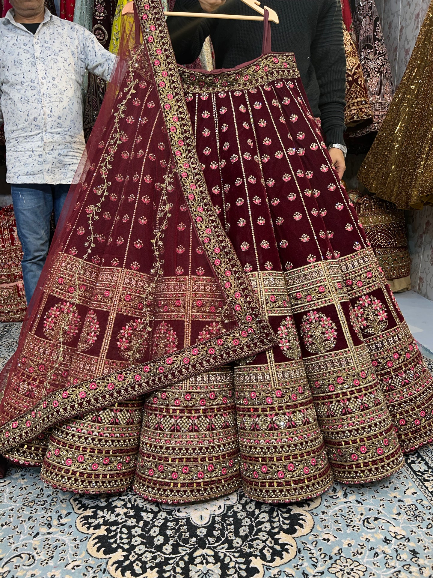 Heavy maroon ball bridal lehenga