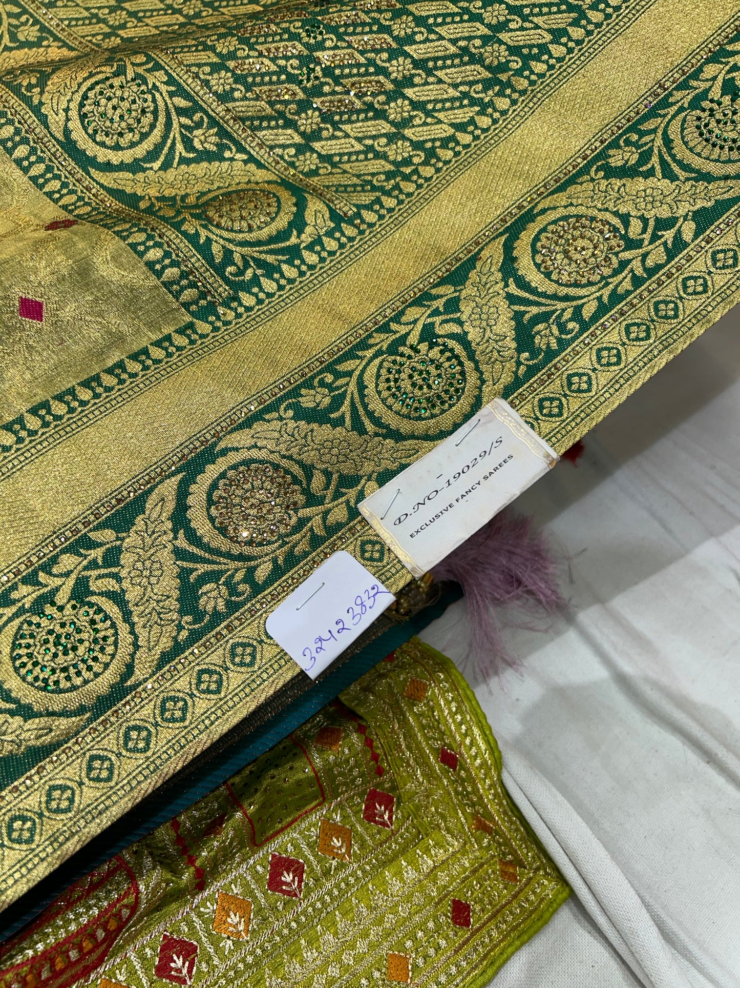 Dreamy Banarasi dark green Saree