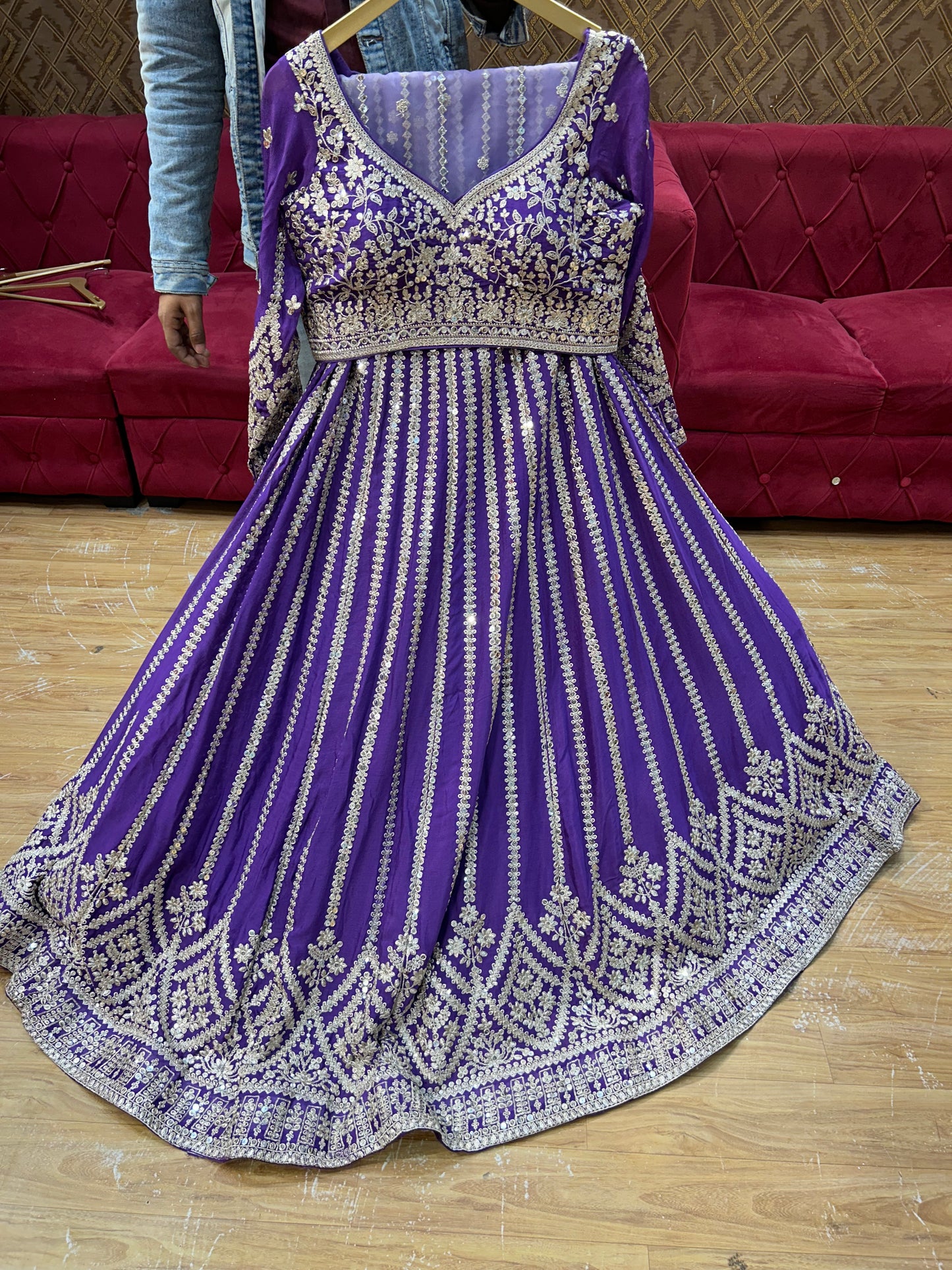 Astonishing purple crop top  Lehenga