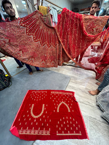 Increíble Lehenga nupcial roja Jhumka