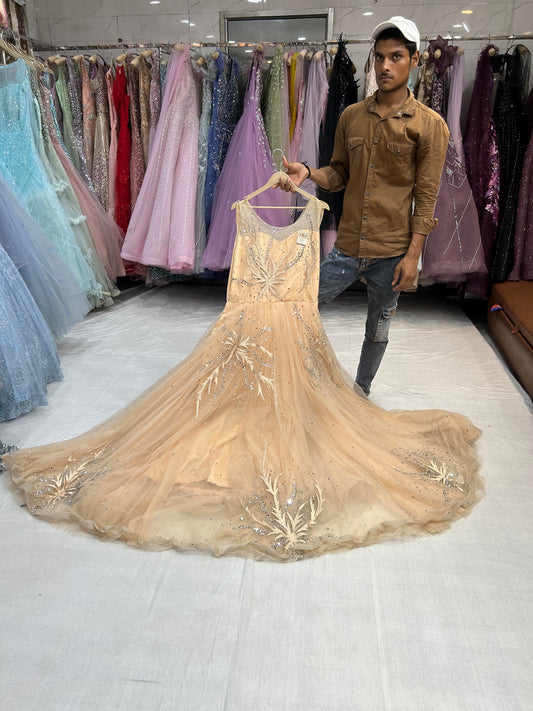 Skin tone beige yellow peach Gown