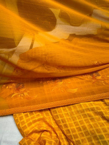 Yellow haldi mehendi saree