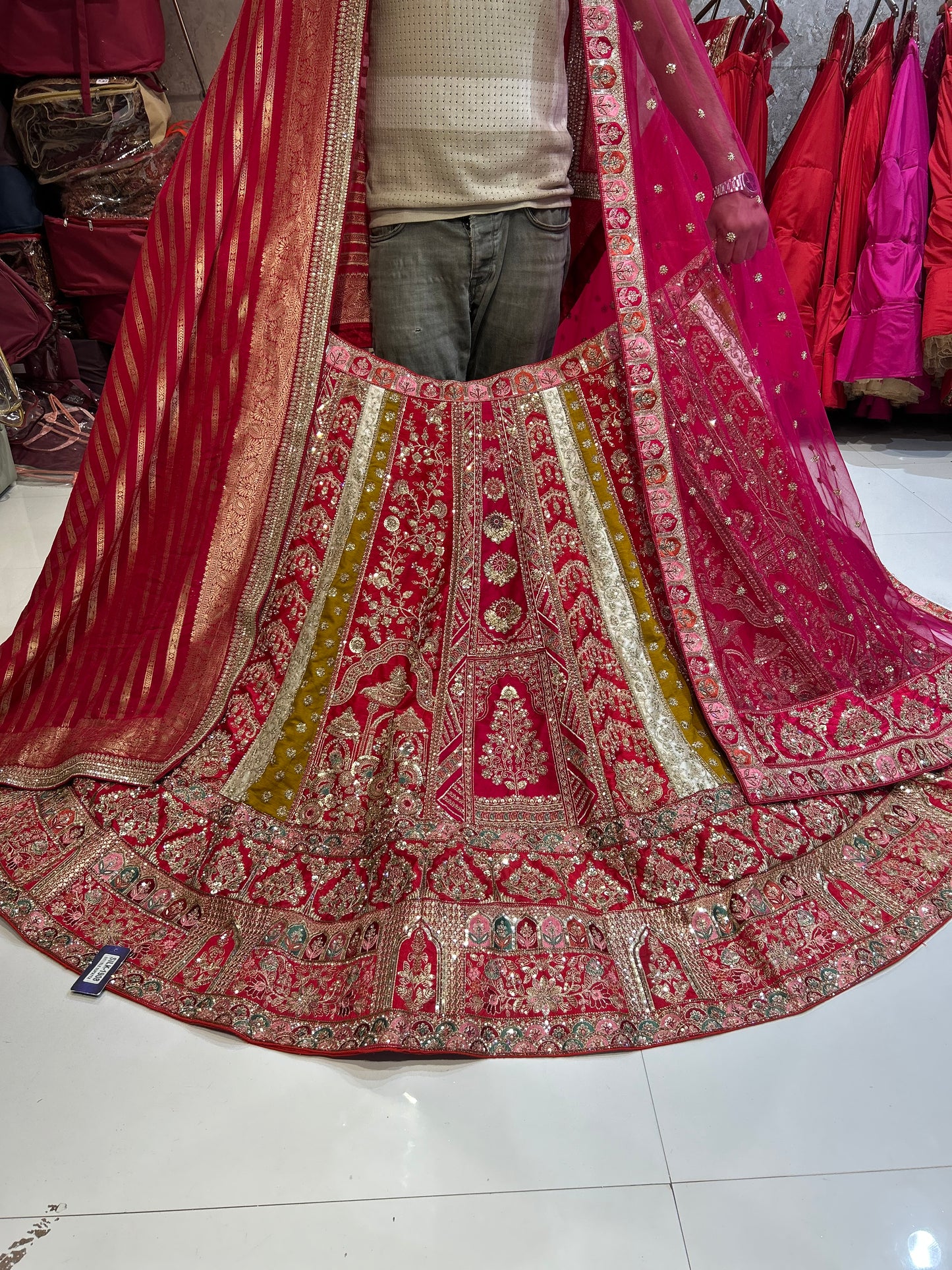 Tremendous red bridal lehenga