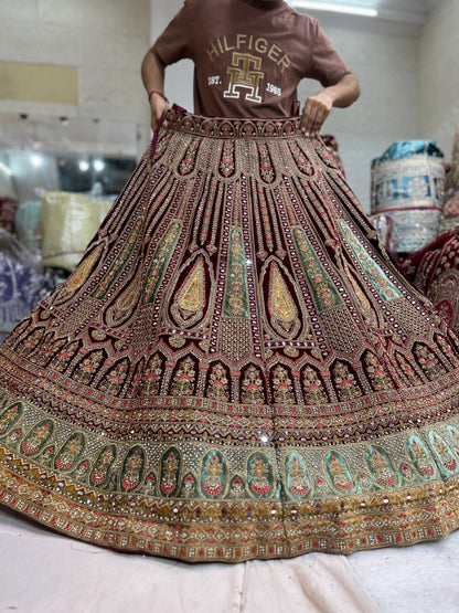 Fair maroon bridal lehenga