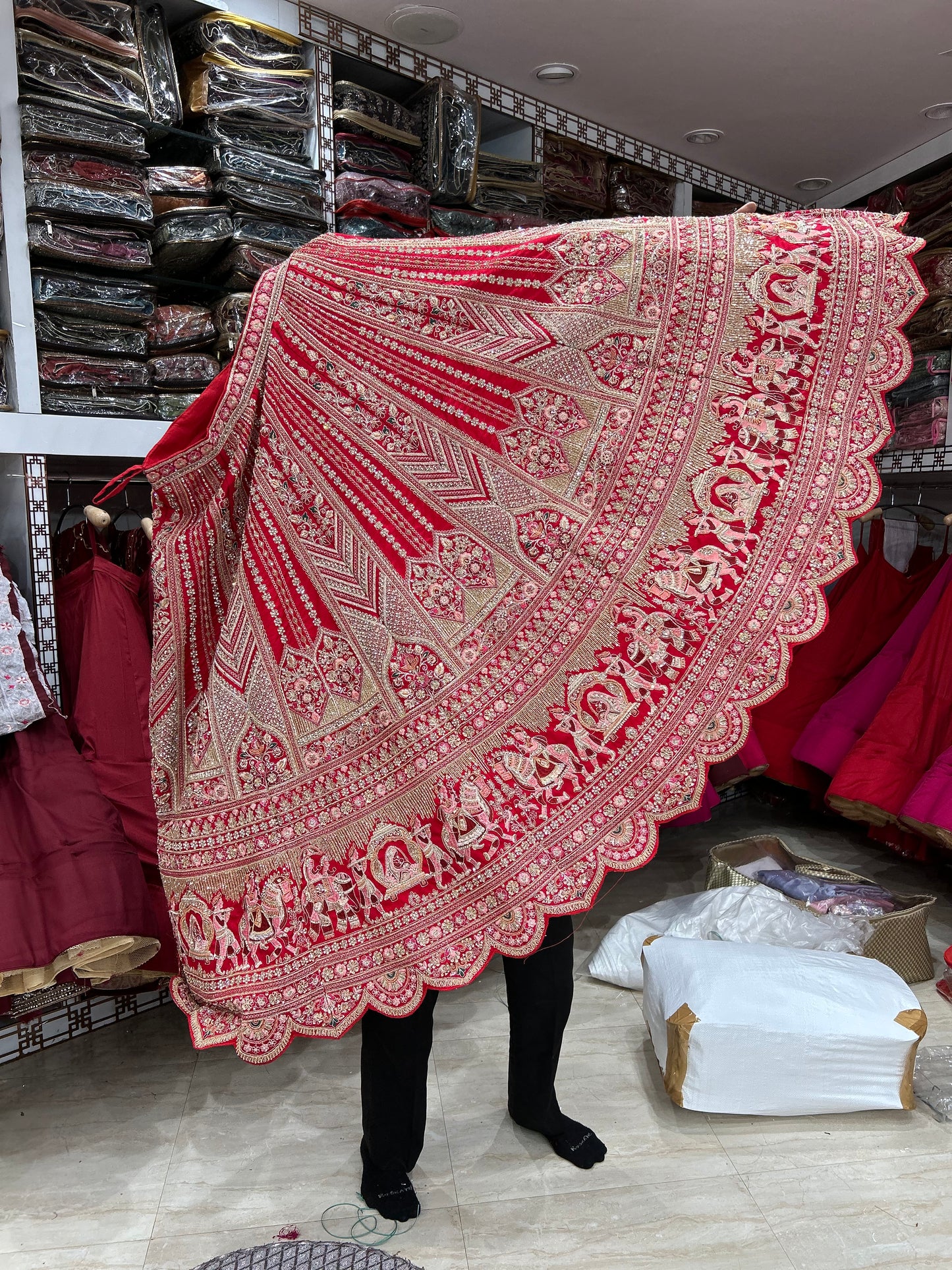 Good looking red bridal lehenga