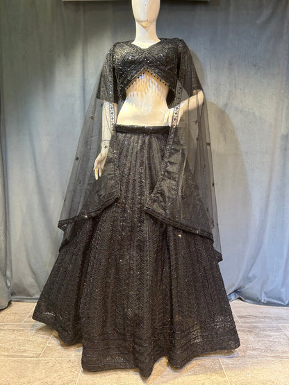 lovely black crop top lehenga