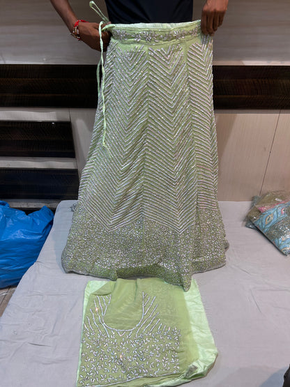 Pista green Sequence lehenga