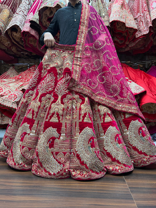 Lavishing peacock ball bridal lehenga