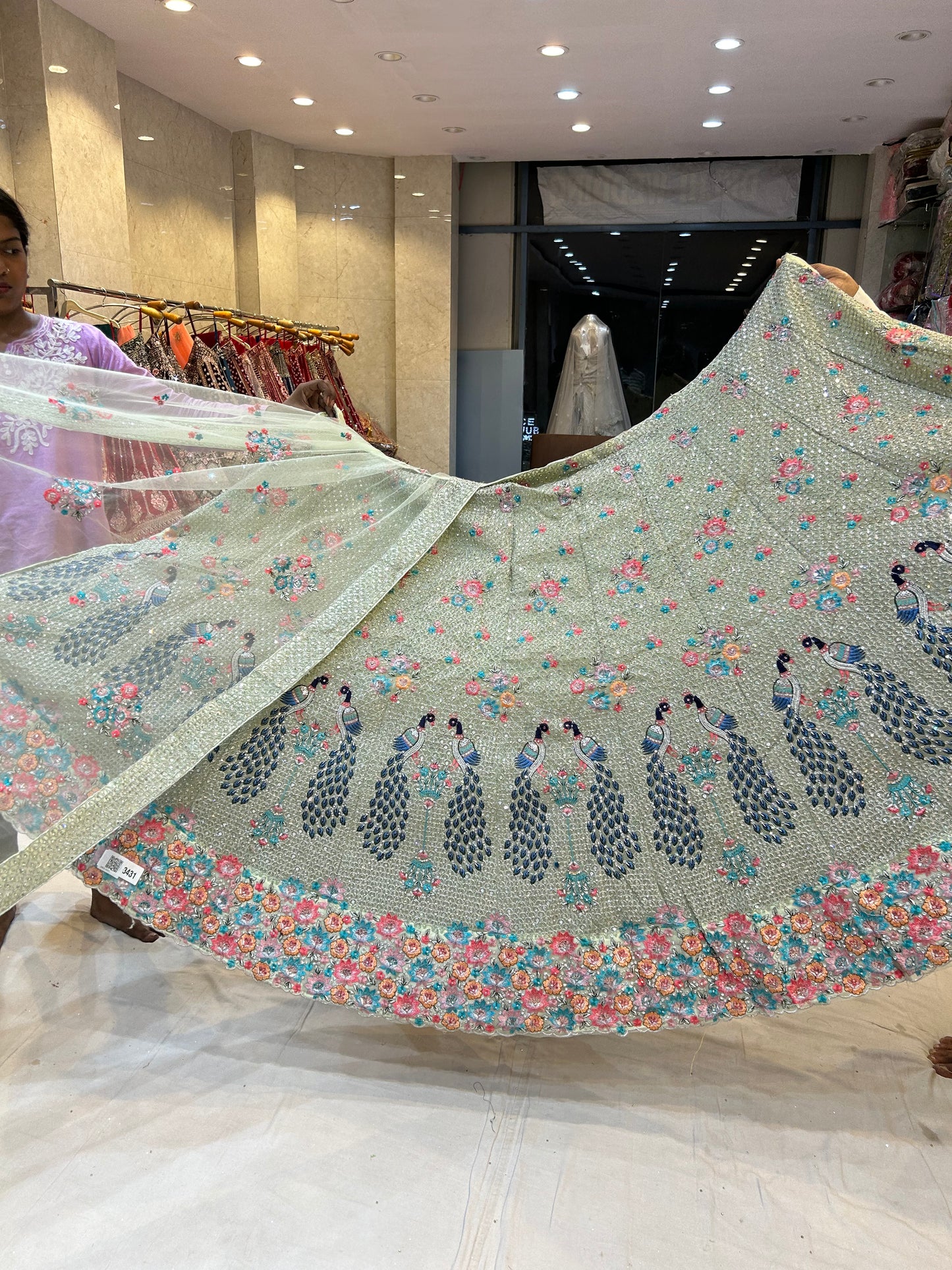 Awesome mint Green Peacock PDP Lehenga