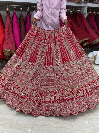 Good looking red bridal lehenga