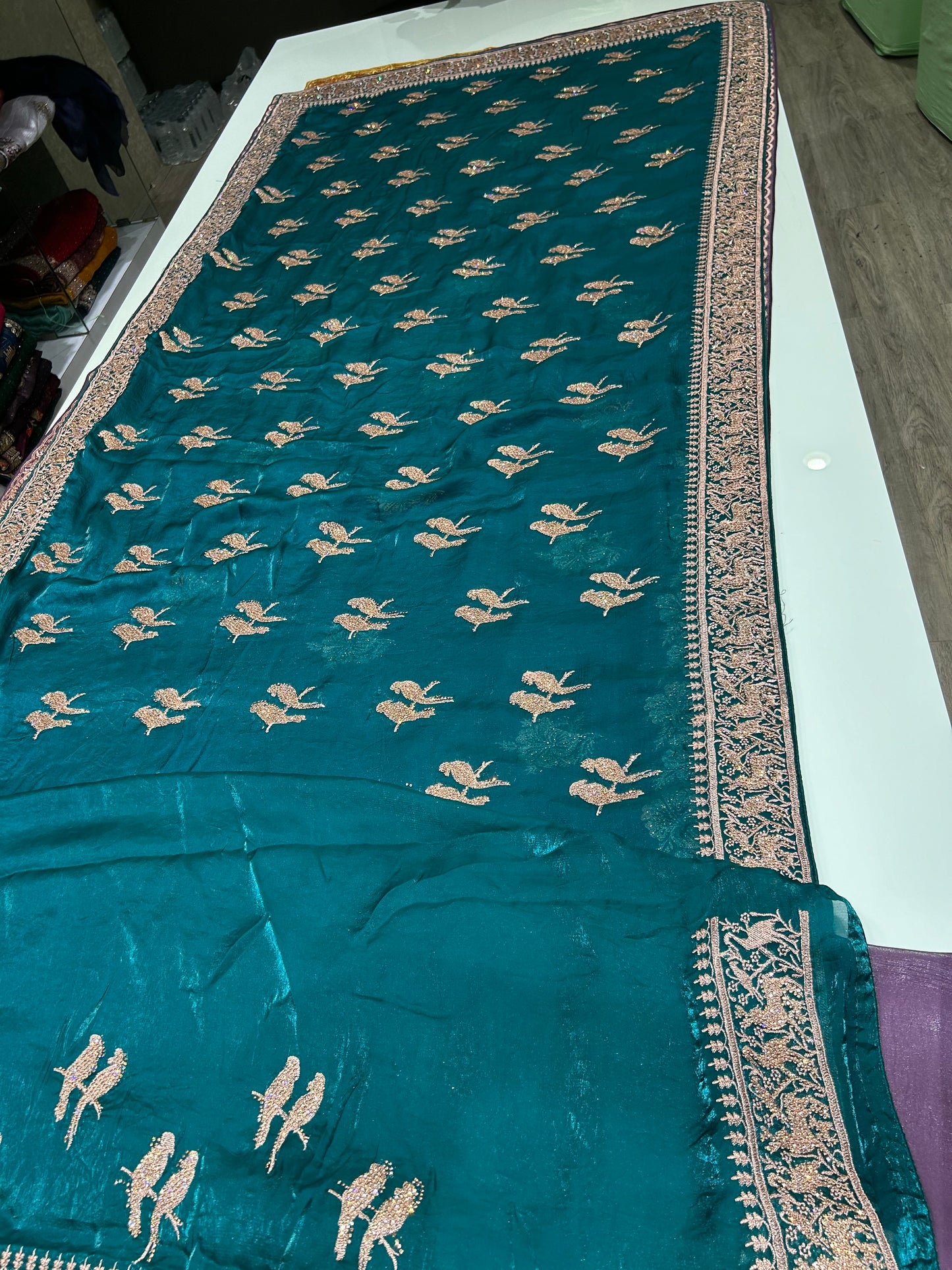 Pretty blue heavy border saree