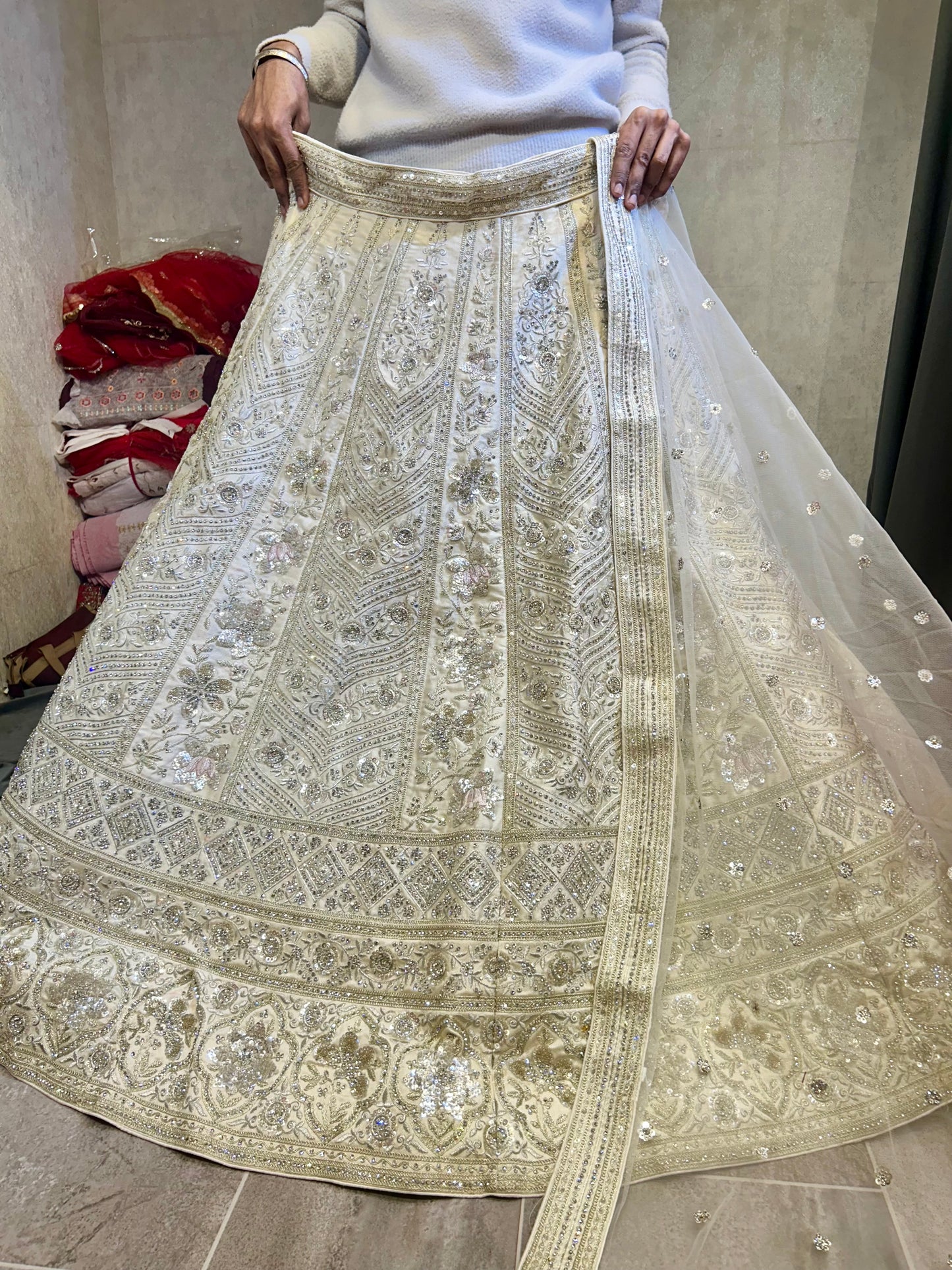 Fantastic white golden lehenga