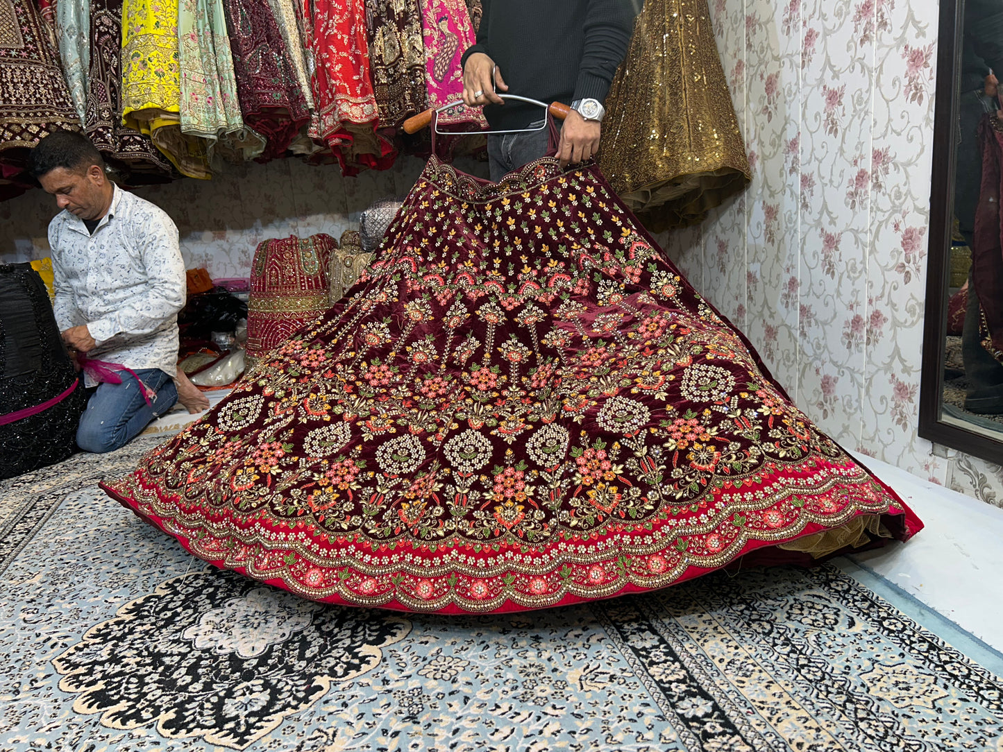 Something different maroon bridal lehenga