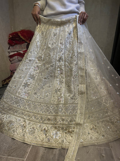 Fantastic white golden lehenga