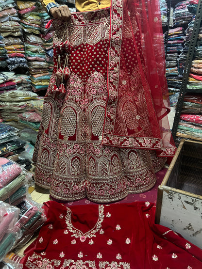 Red Khidki Ball heavy flare Lehenga 🤩