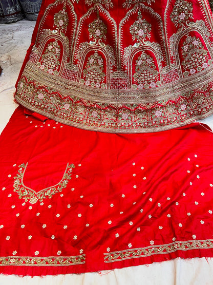 Pure Handwork Red lehenga