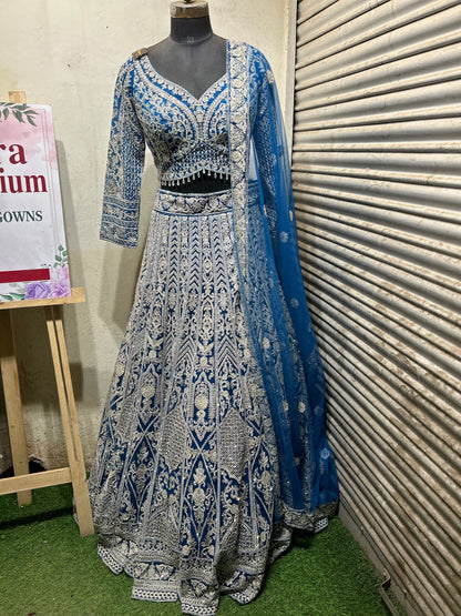 Ready to wear Blue crop top lehenga