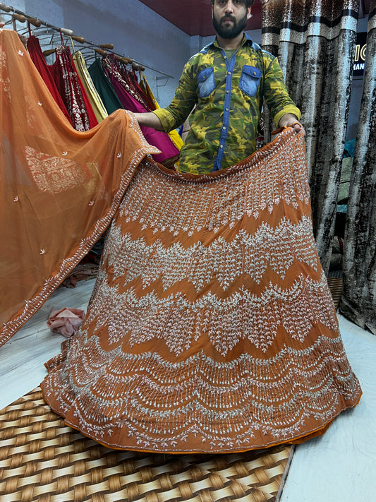 Wonderful zig Zag Mustard Lehenga