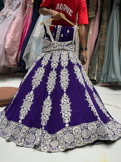 Awesome purple crop top lehenga