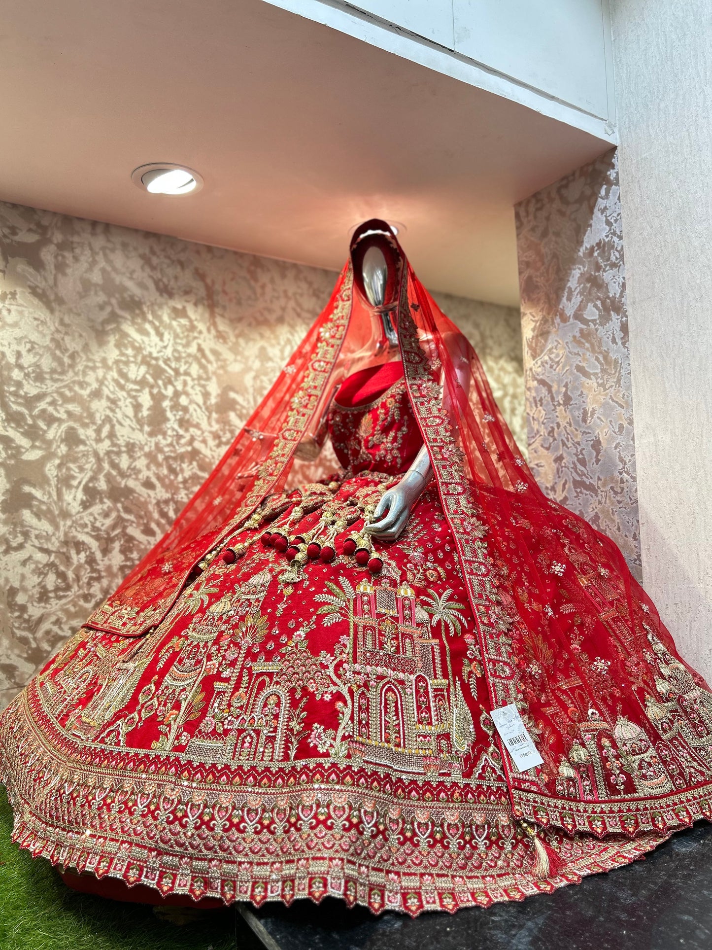 Eye catching red bridal lehenga