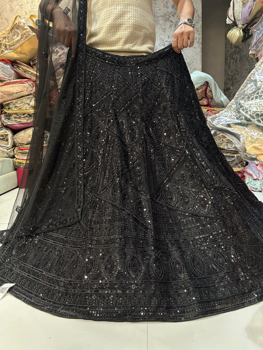 Lehenga negra de diseñador