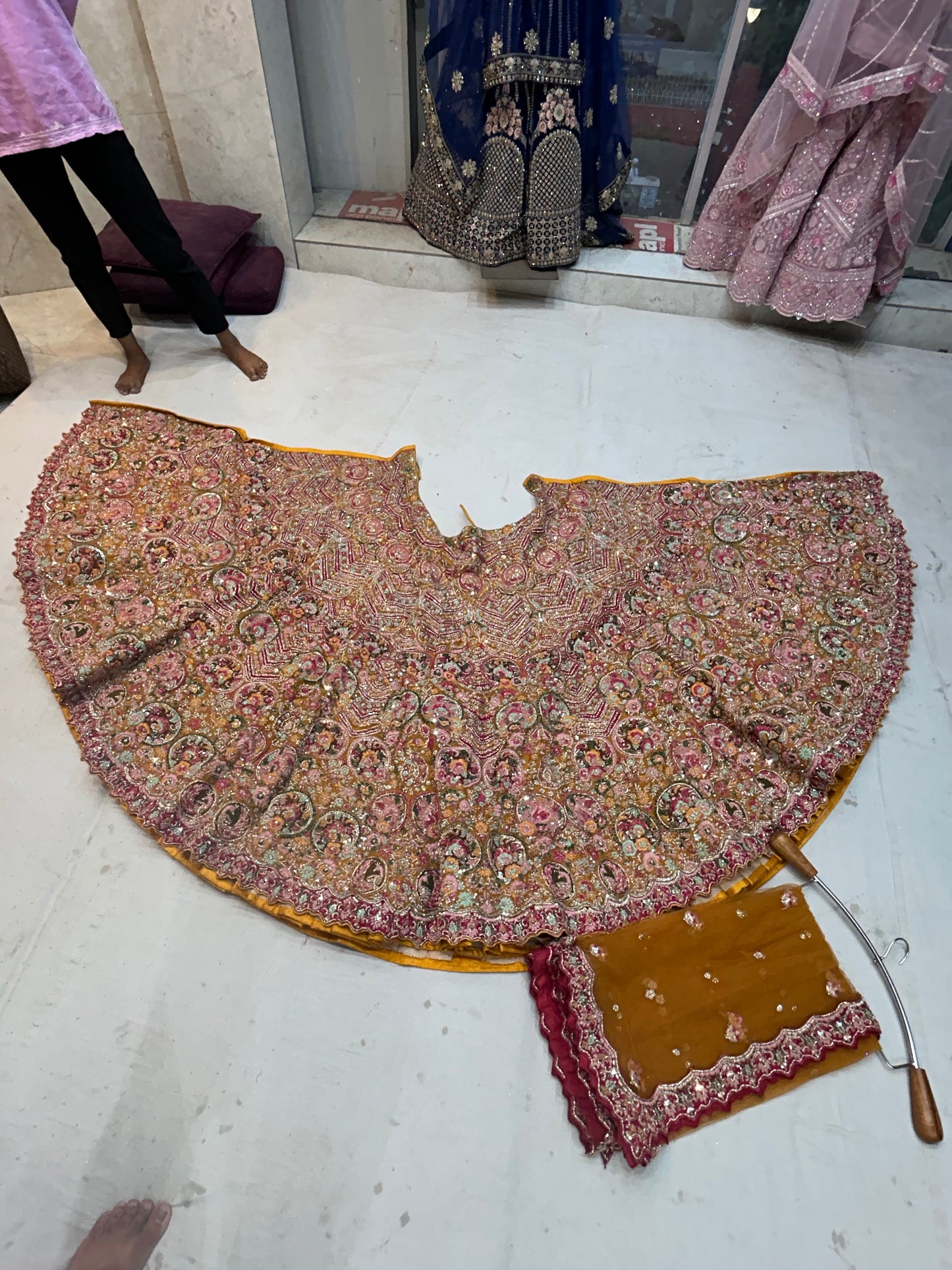 Rajwada yellow Peacock Handwork Lehenga