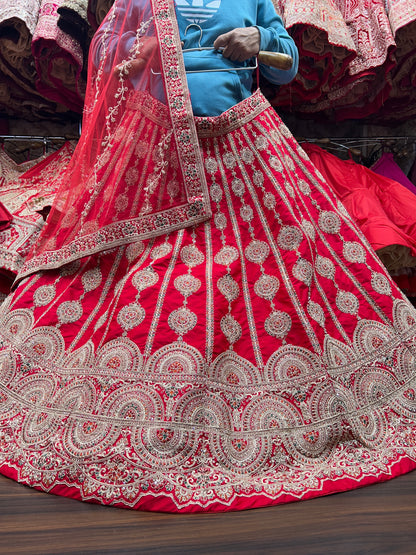 Superb pink red bridal lehenga